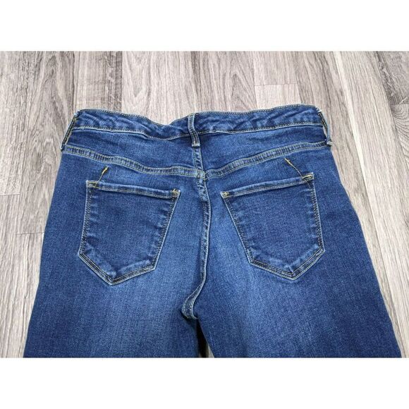 (3/$35) Mossimo Sz 2 R Power Stretch Mid Rise Skinny Whiskered Denim Blue Jeans - Picture 3 of 10